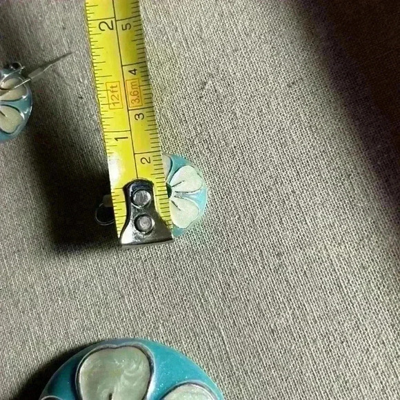 Vintage KC stamped necklace and earrings set, silver and green, + Stone necklace - Picture 12 of 16